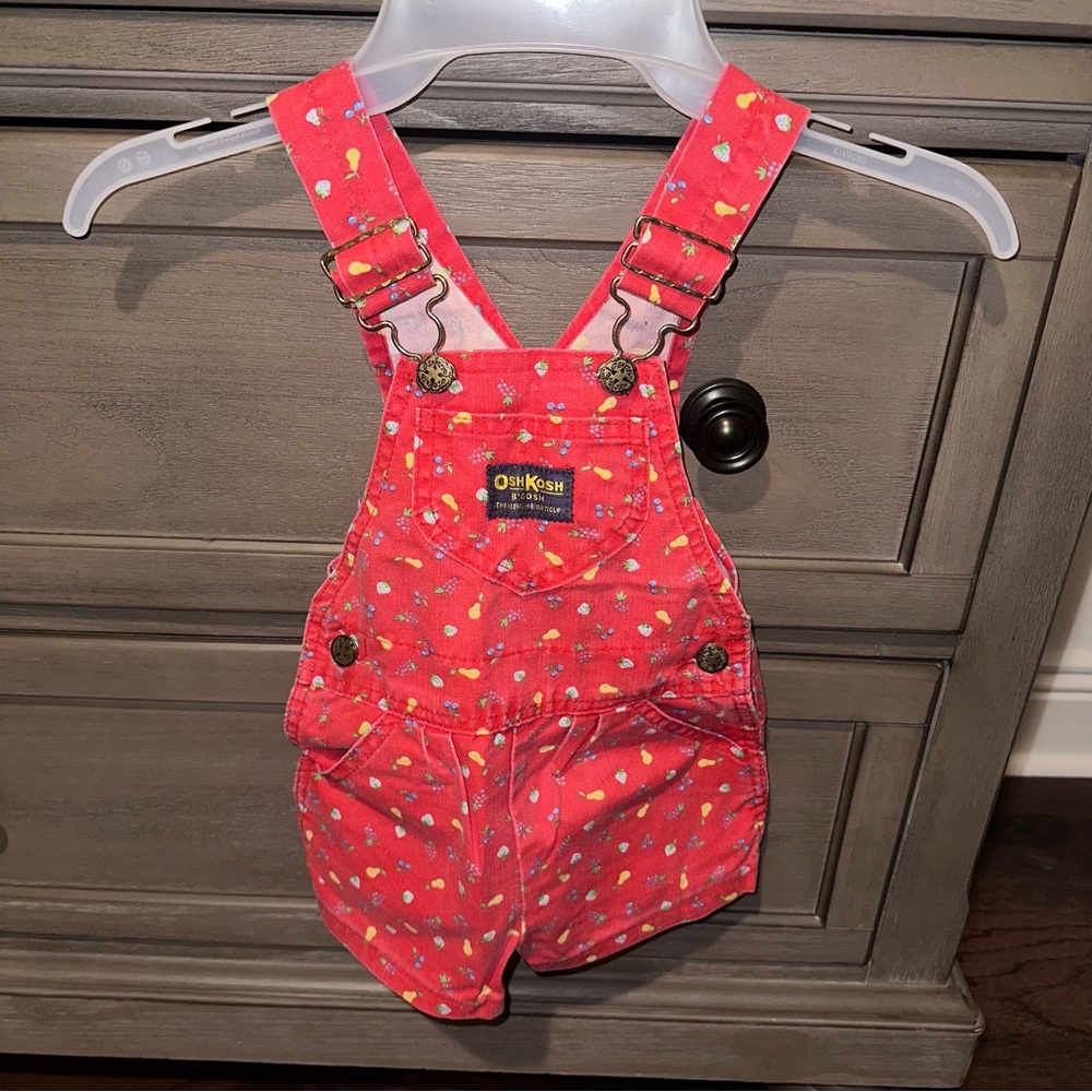 OshKosh B'gosh Coral Polka Dot Overalls